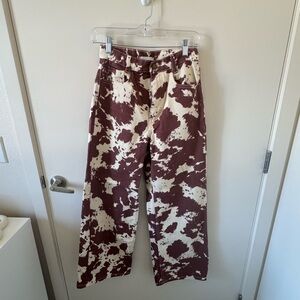 BDG High Rise Wide Leg Cow Print Jeans